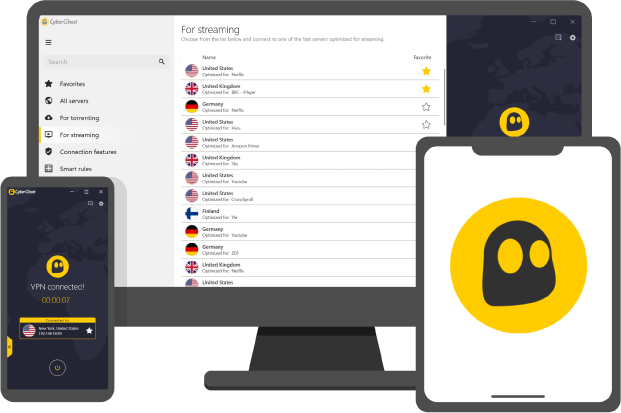 cyberghost vpn review: devices screens with the vpn app