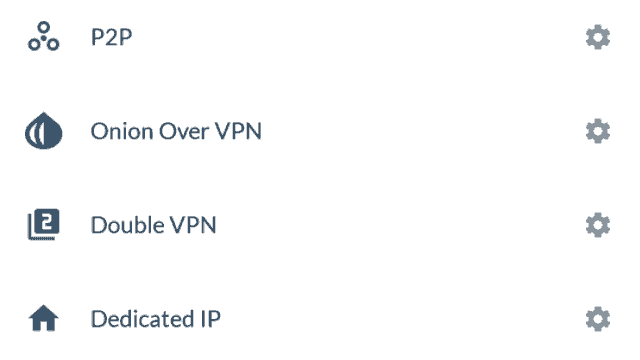 nordvpn android screenshot: double vpn and onion over vpn