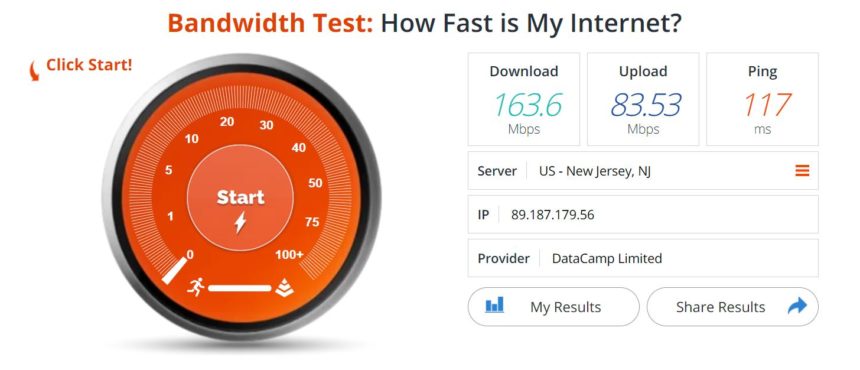 internet throttling test with Bandwidth Place speed testing tool