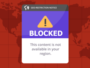 What is geo-blocking: geo-restriction warning on a device screen