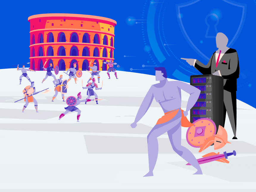 bloqueio vpn como contornar blocos vpn: imagem ilustrativa de um gladiador tirando armaduras e armas antes de entrar na arena